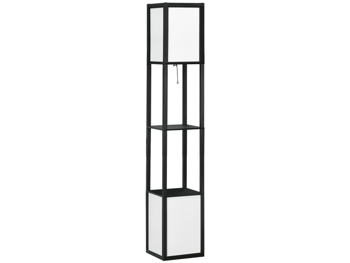 Candeeiro de Pé Mdf, Plástico e Tc Cor Branco e Preto 26x26x156 cm Homcom