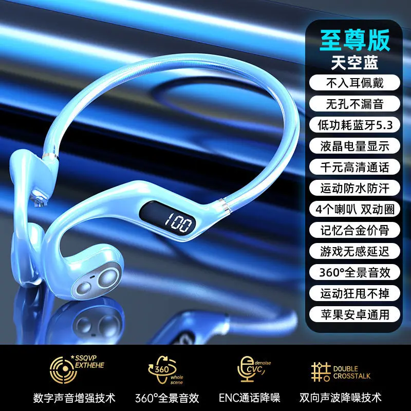 (azul) A Tecnologia De Condução Óssea É Adequada Para Fones De Ouvido Bluetooth, Oferecendo Duração De Bateria Ultralonga.