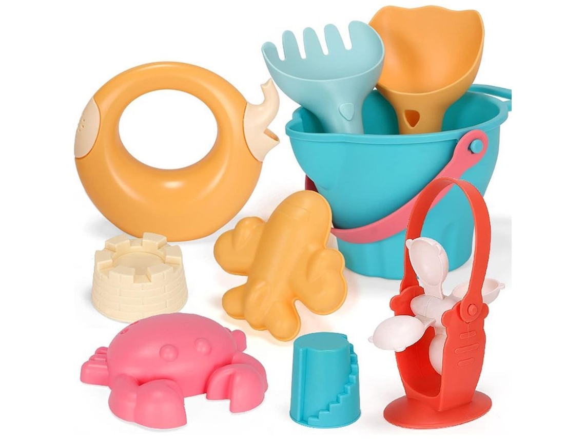 2026 juego de Arena de Playa Con Cubo, Pala, Rejilla, Coche, Rastrillo Y Moldes para Niños.