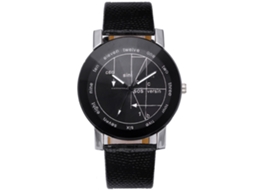Reloj De Pulsera Casual Con Cuerda De Cuero Pu Y Diseño Matemático Simple (negro)