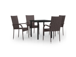 Garden Dining Set, Garden Dining Sets Vidaxl Marrom Rattan / Vime (mesa Com 80 Cm De Comprimento)