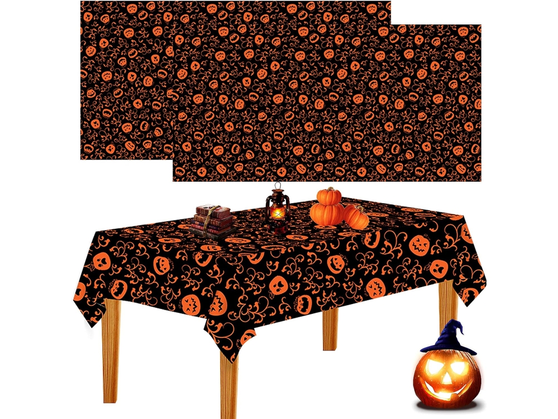 Toalha Mesa Kit 2 Peças Halloween Terror Impermeável Retangular