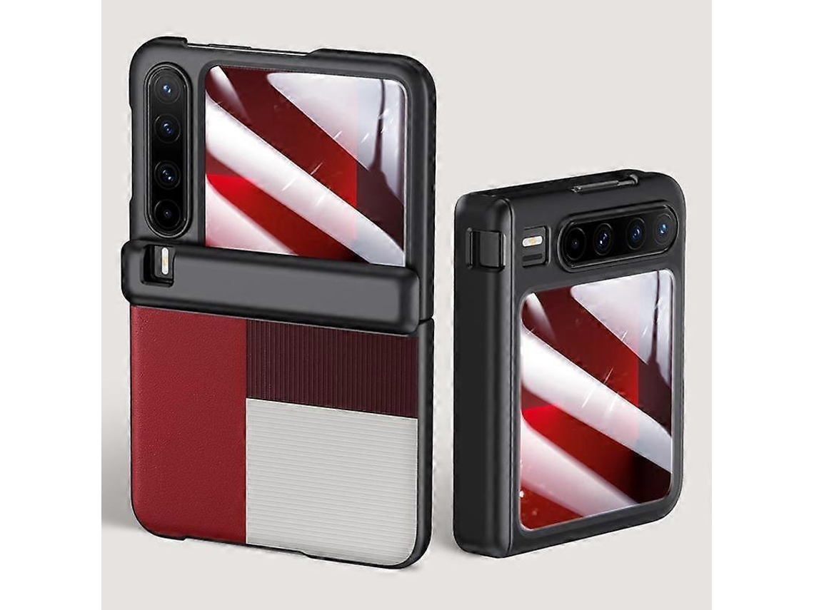 Capa De Celular Com Textura De Couro E Dobradiça Integrada Para Huawei Pura X