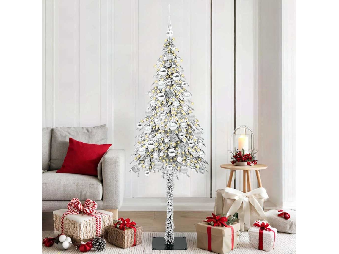 Vidaxl Árvore De Natal Com 300 Leds Com Suporte Branco 180 Cm Pe E Aço