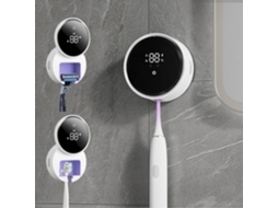 Suporte Parede Branco Elétrico para 1 Escova Dente com Secagem Desinfetante Sem Furo ZYBLSSBB