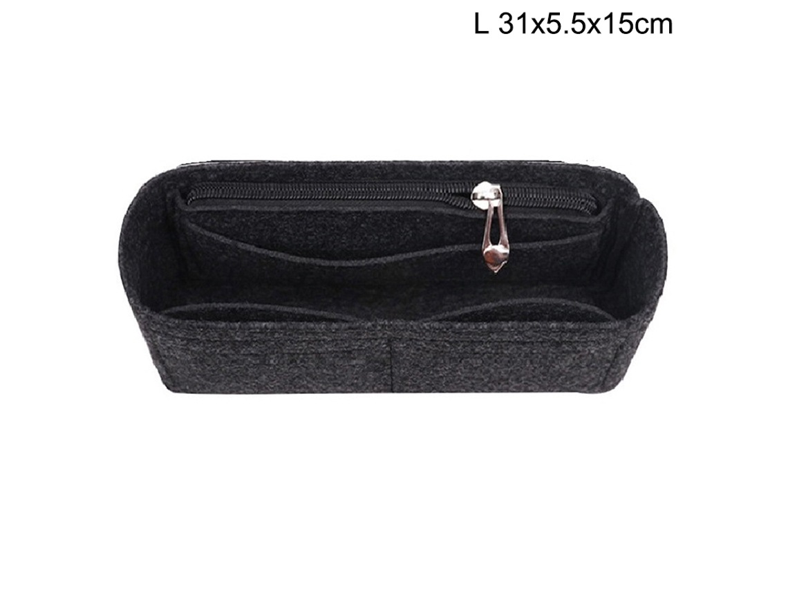 Bolsa Interna Feminina com Vários Bolsos, em Feltro Preto AQUAFORGE
