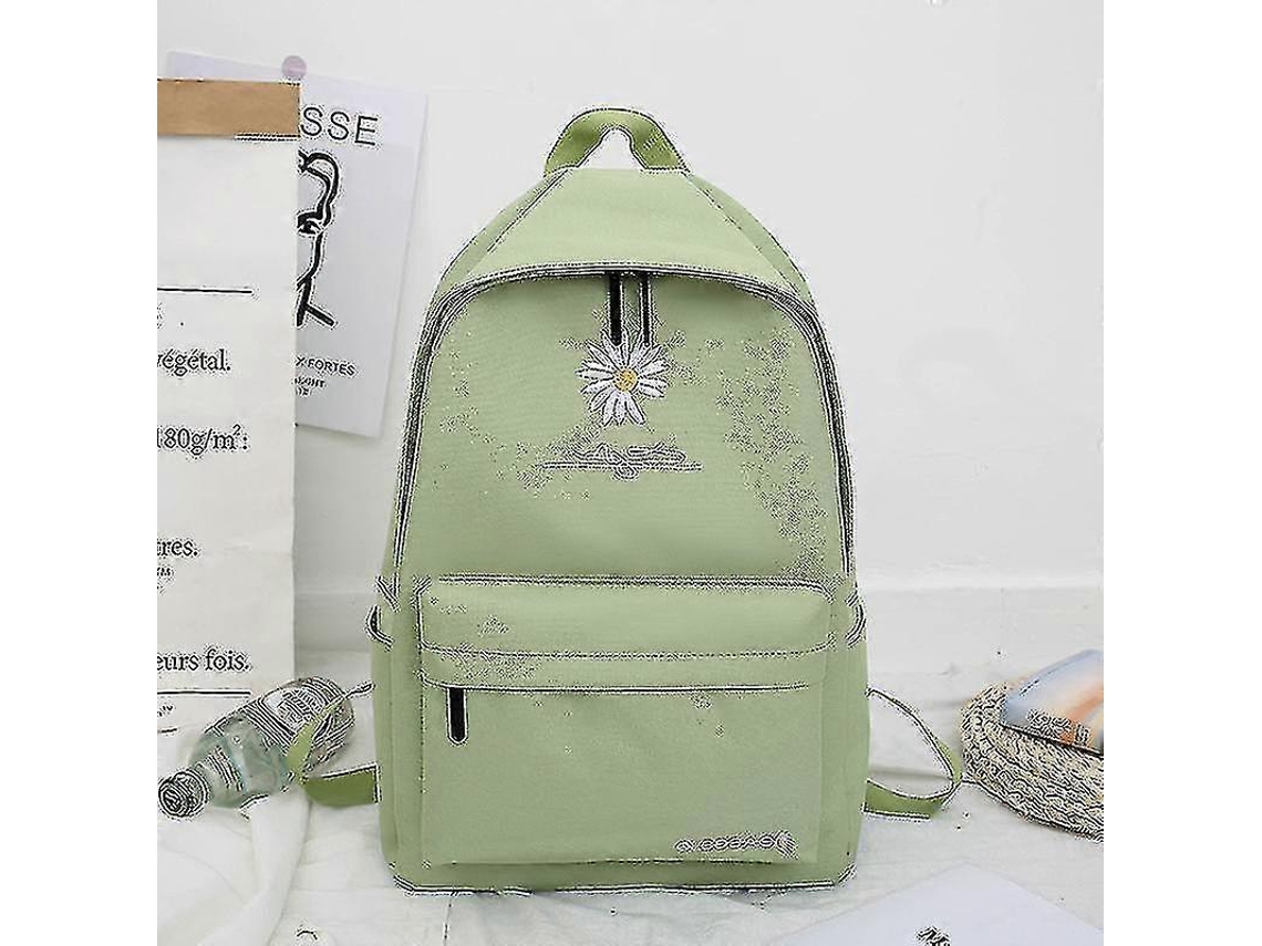 Mochila De Lona The New Little Daisy Para Estudantes Do Ensino Fundamental, Verde Slowmoose