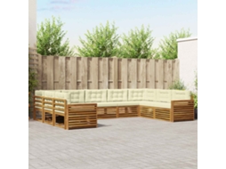 Vidaxl Conjunto De Sofás Para Exterior 9 Unid. Natural E Creme
