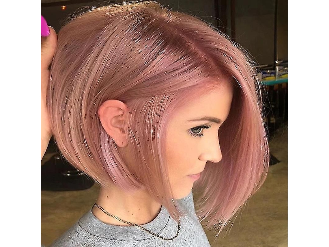 2026 peluca de Festa para Mulher Cabelo Cacheado Curto Estilo Bob de Moda Cor Rosa Material Fibra de Alta Temperatura
