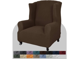 Funda Para Sillón De Alas 1 Pieza Elástica Spandex Jacquard Con Barra De Espuma Para Sala De Estar (marrón Oscuro)