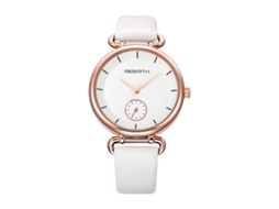 Relógio de Pulso Feminino Simples de Quartzo com Pulseira de Couro Pu Branco Moda