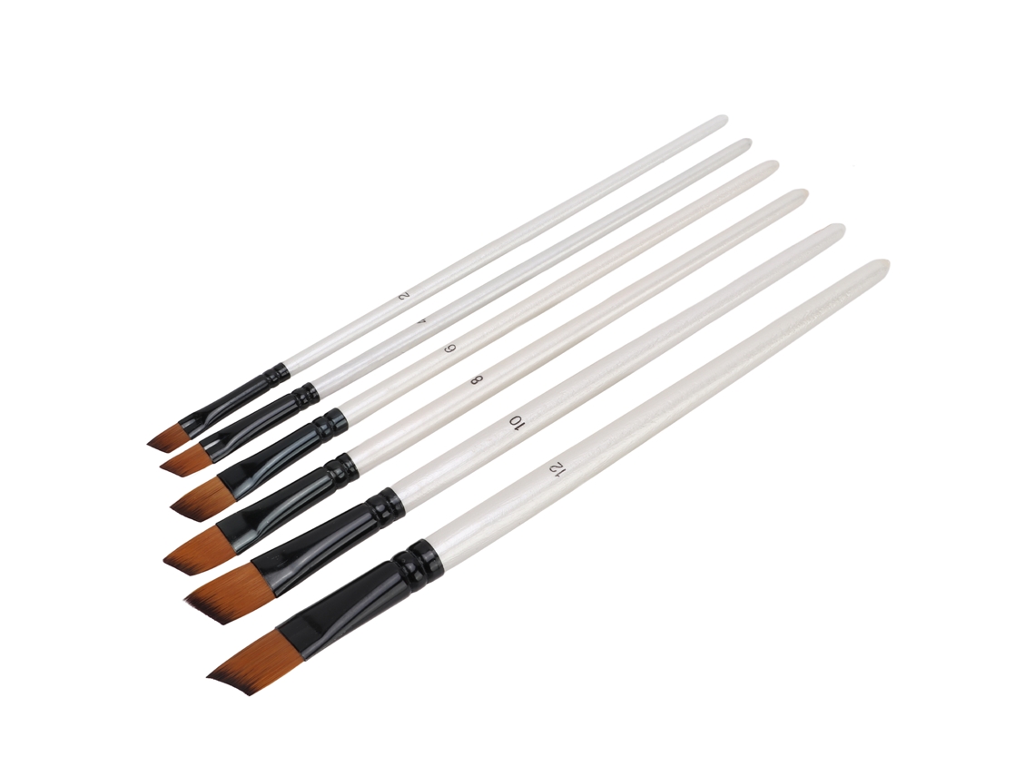 6 Pincéis De Nylon Com Cabo Curto, Resistentes, Confortáveis, Fáceis De Limpar E Reutilizar, Úteis Para Arte E Pintura