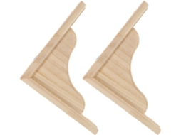 2 Suportes De Prateleira Triangulares De Madeira Maciça 15x15 Com Padrão Ondulado