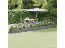 Vidaxl Canteiro Elevado Jardim 544x100x36 Aço Galvanizado Cinzento