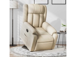 Vidaxl Poltrona Reclinável Elevatória Tecido Cor Creme