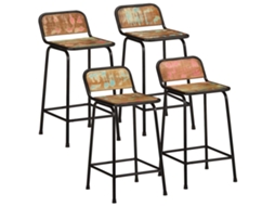 Vidaxl Bancos De Bar 4 Pcs 46x35,5x80 Cm Madeira Maciça Recuperada