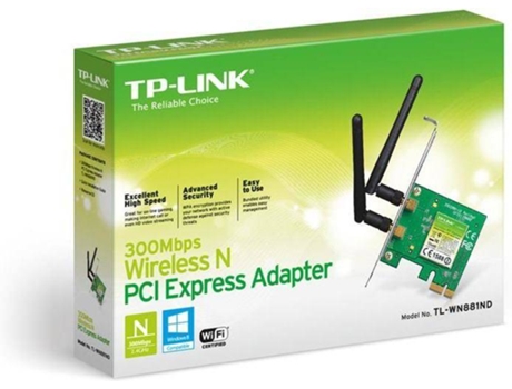 Adaptador Wireless TP-LINK N300 PCI Express TL-WN881ND — Adaptador PCI | 300 Mbps