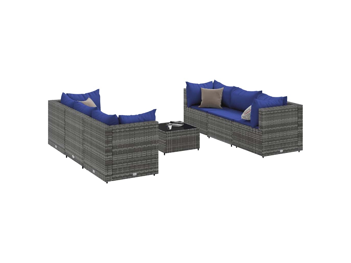Conjunto de lounge de jardim com 7 peças e almofadões em vime cinzento MAISON EXCLUSIVE