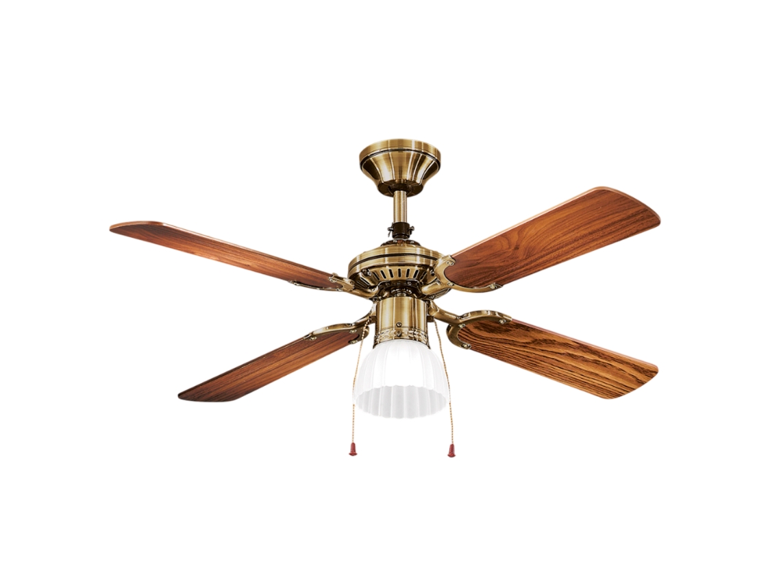 Ventilador De Teto Com Luz Perenz 7064 Ob Dark Walnut Ø 105 Cm, 4 Lâminas, 3 Velocidades, Motor Ac 50w, Silencioso, Conexão De Lâmpada E27