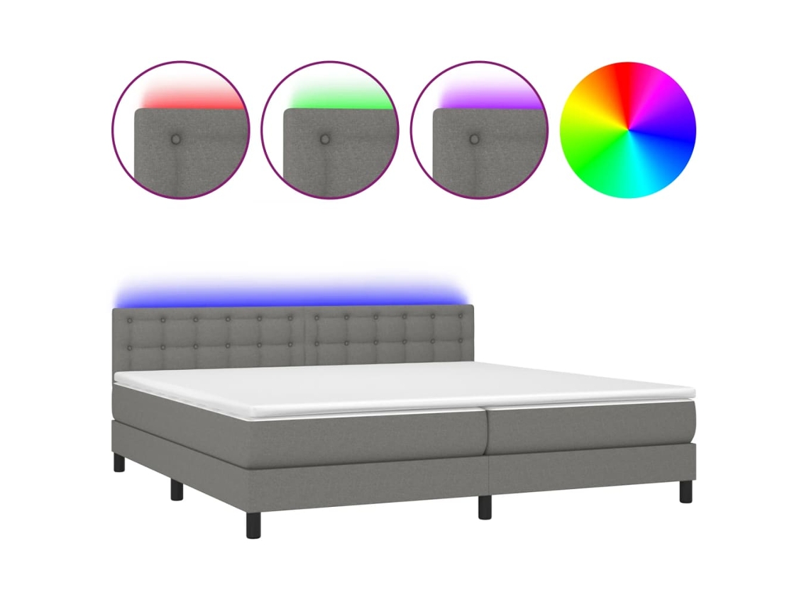 Box Spring Bed, Box Spring Beds Vidaxl Cinzeto Tecido (200 X 200 Cm)