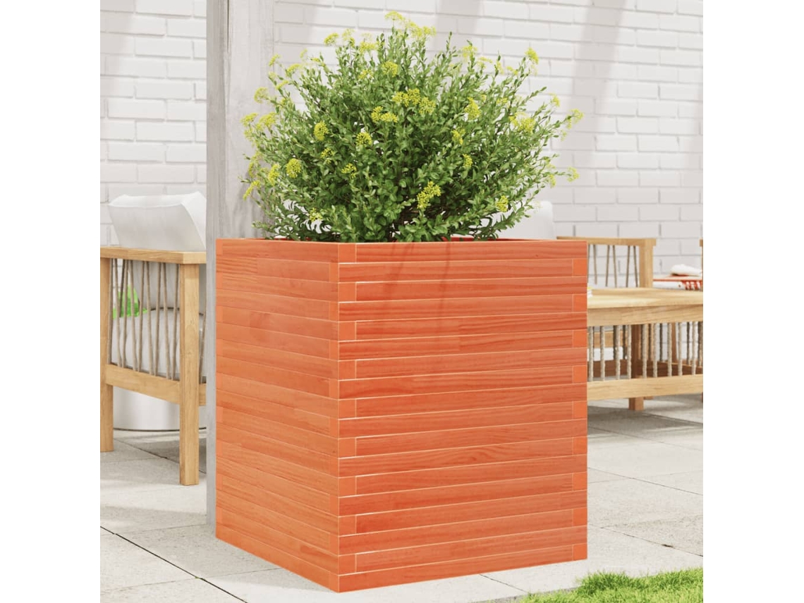 Vidaxl Vaso/floreira De Jardim 60x60x68,5 Cm Pinho Maciço Castanho Mel