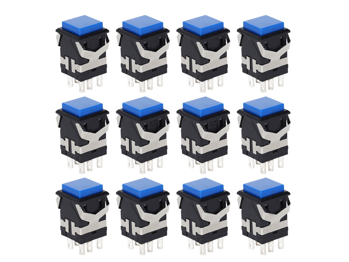 Interruptor De Botão De Reset Com 6 Pinos Botão De Pressão Precisão Estável 24v Azul 50pcs