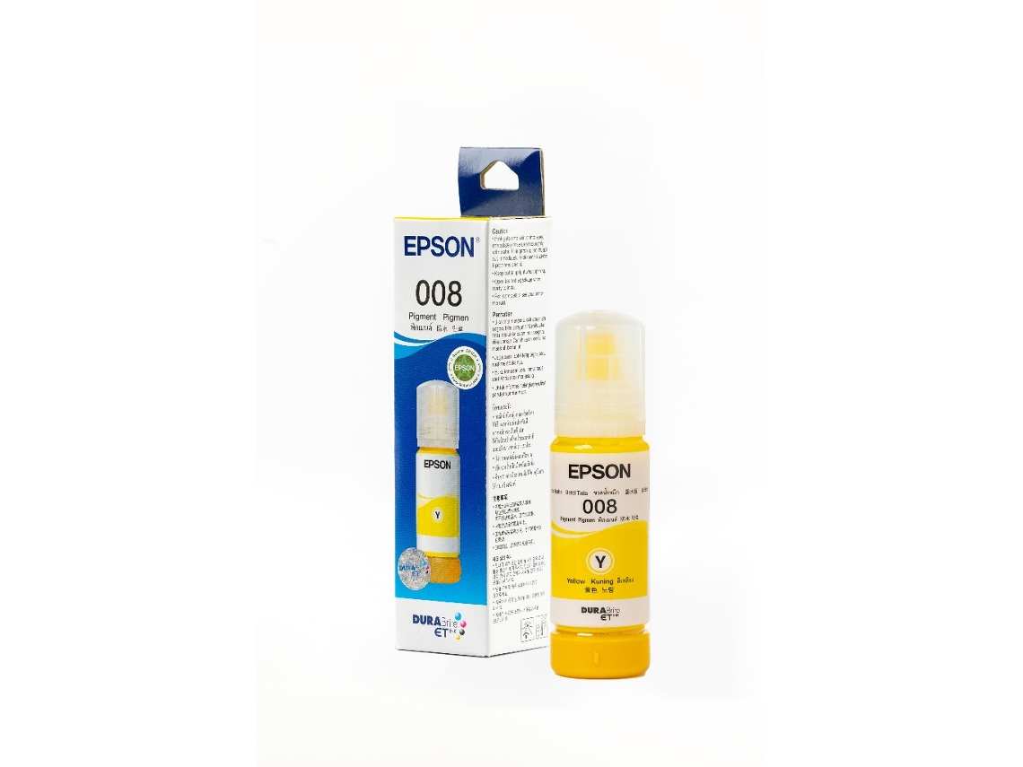 Frasco De Tinta Original Epson 008, Amarelo, 70ml, Para Impressoras Ecotank L6460, L6490, L15150, L15160 E M15140.