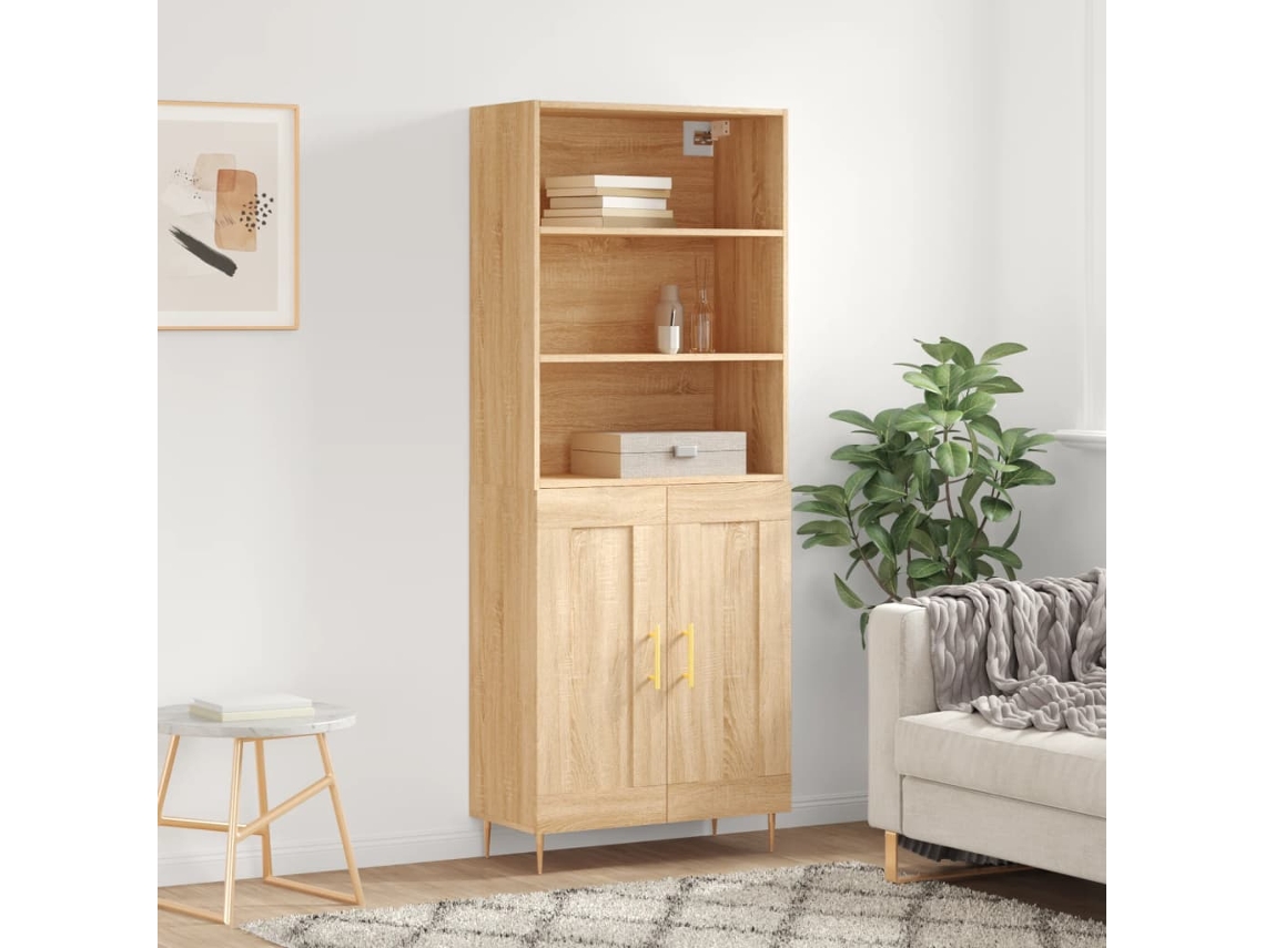 Vidaxl Armário Alto 69,5x34x180 Cm Derivados De Madeira Cor Sonoma