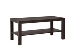 Mesa De Centro Nogueira Retangular Clássica Com Prateleira Ampla Para Sala E Escritório 90x45x44,5 Centímetros