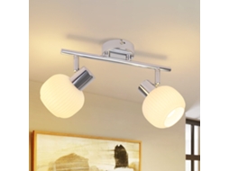 Nettlife Candeeiro De Teto Com Foco Led, Conjunto De 2 Focos Iluminação De Teto Branco E14 Vidro Vintage Interior Sem Lâmpadas Para Sala