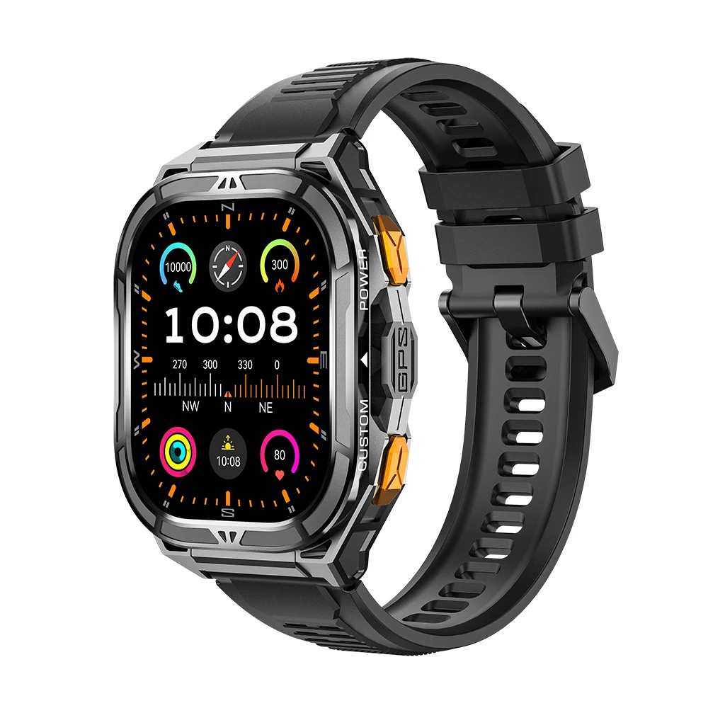 (preto) Smartwatch Com Gps, Tela Amoled De 1,96 Polegadas, Resistente À Água Até 5 Atm