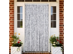 Vidaxl Cortina Anti-insetos 90x220 Cm Chenille Branco E Cinzento