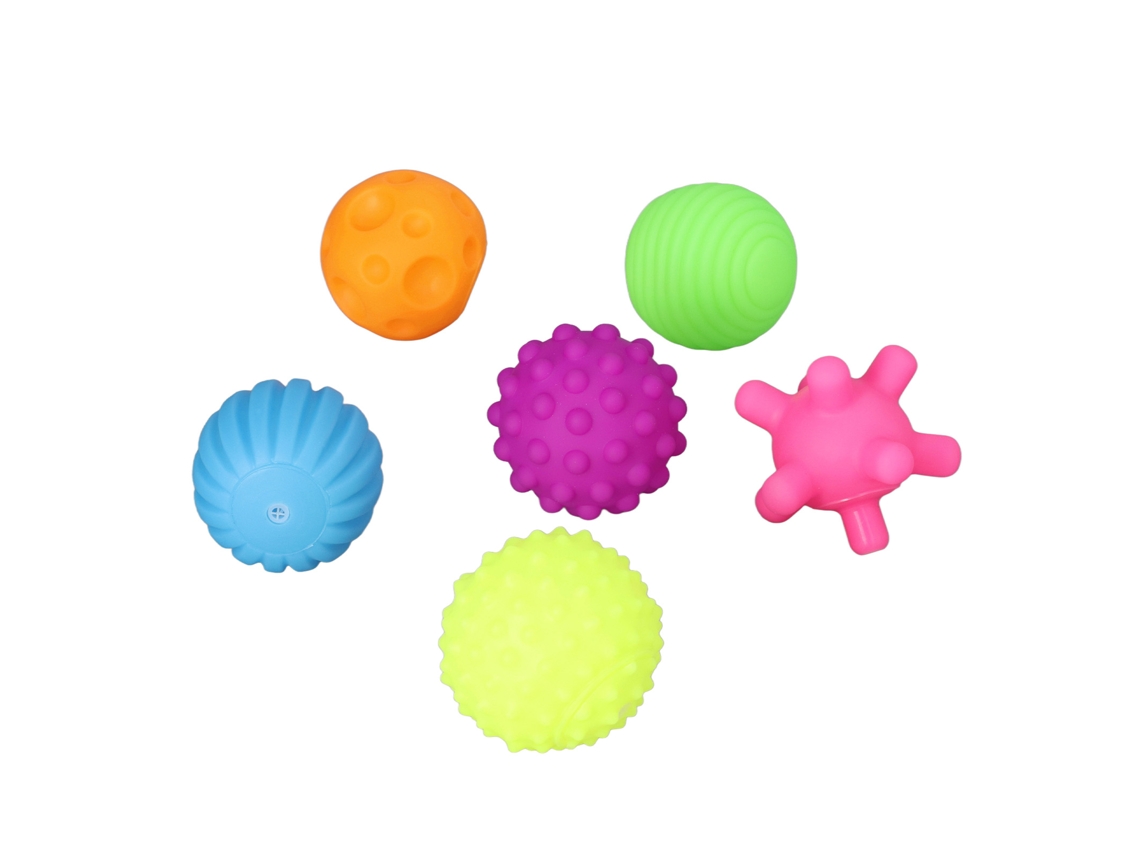Mali 6pcs Bola Sensorial Texturizada para Bebê Brinquedo Macio Elástico Multicolorido com Som de Chiqueiro