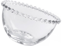Tigela De Vidro Transparente Com Borda Frisada, Versátil Para Servir Frutas E Saladas