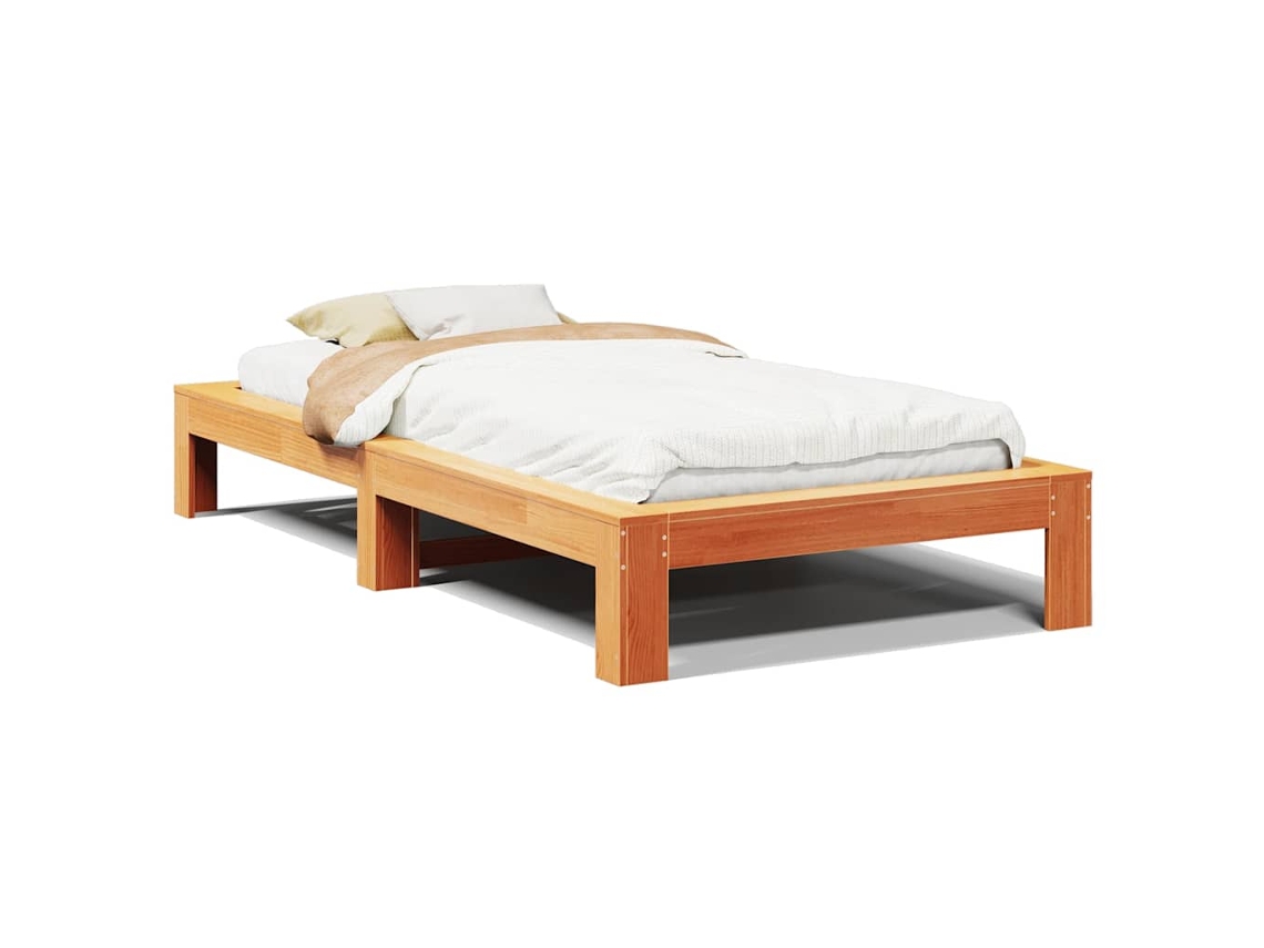 Cama Sem Colchão 100x200 Cm Pinho Maciço Castanho mel MAISON EXCLUSIVE