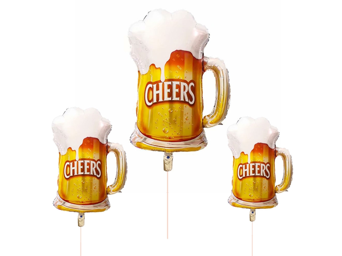Pack de 3 Balões de Folha com Copos de Cerveja para Festas LAXISCREED