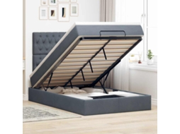 Vidaxl Estrutura De Cama Otomana Com Colchões Cinza Escuro Veludo