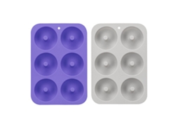 Ferramenta 2Pcs Moldes de Rosquinha Silicone Molde Roxo + Cinza Conjunto Panela Antiaderen UISAVE