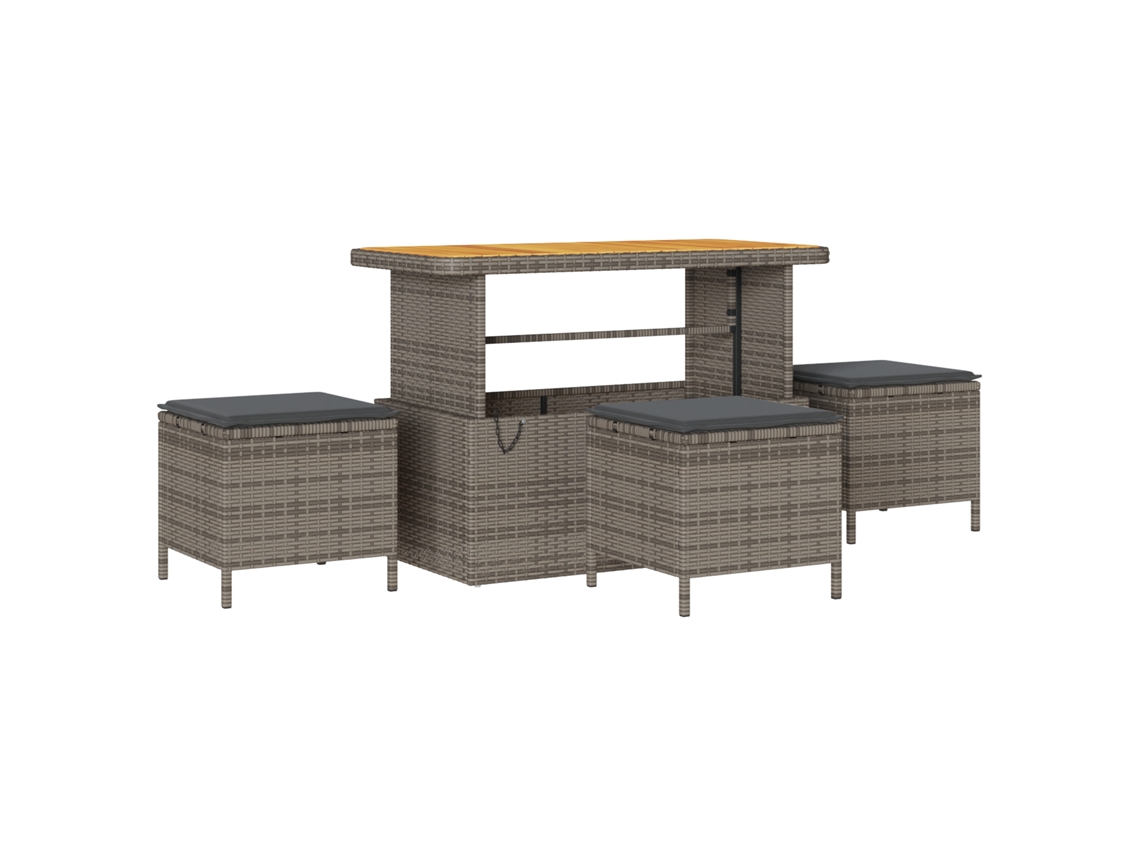 Conjunto 10 Sofá De Jardim Vidaxl Cinzento Vime Pe (286 X 121 X 85 Cm)