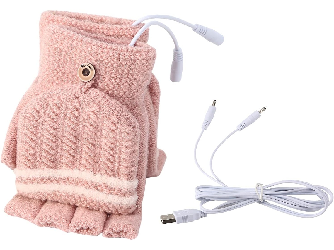 Luva Tricotada Aquecida Usb Recarregável Para Inverno , 1 Par Igvtrade (rosa)