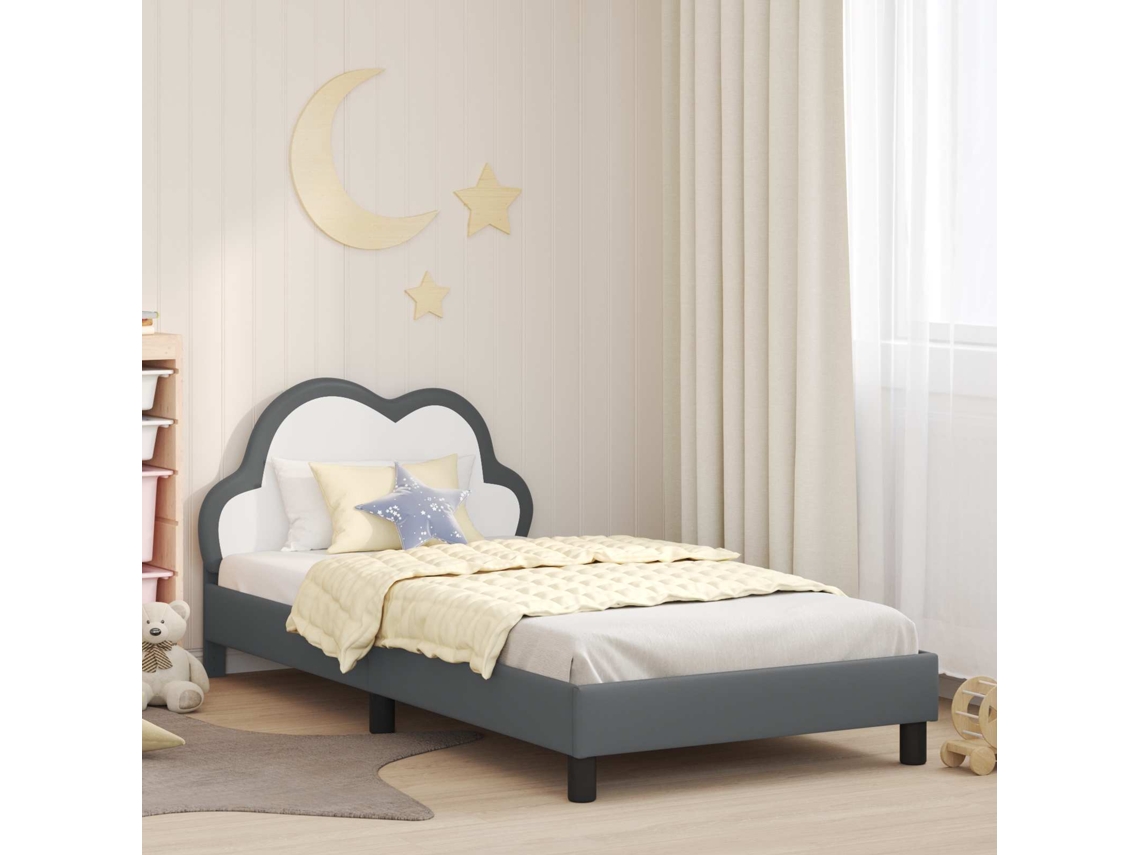 Vidaxl Estrutura De Cama Infantil Com Cabeceira Cinzento-claro Pu