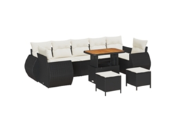 Conjunto 10 Conjunto De Sofá De Jardim Vidaxl Preto Vime Pe (90 X 55 X 71 Cm)