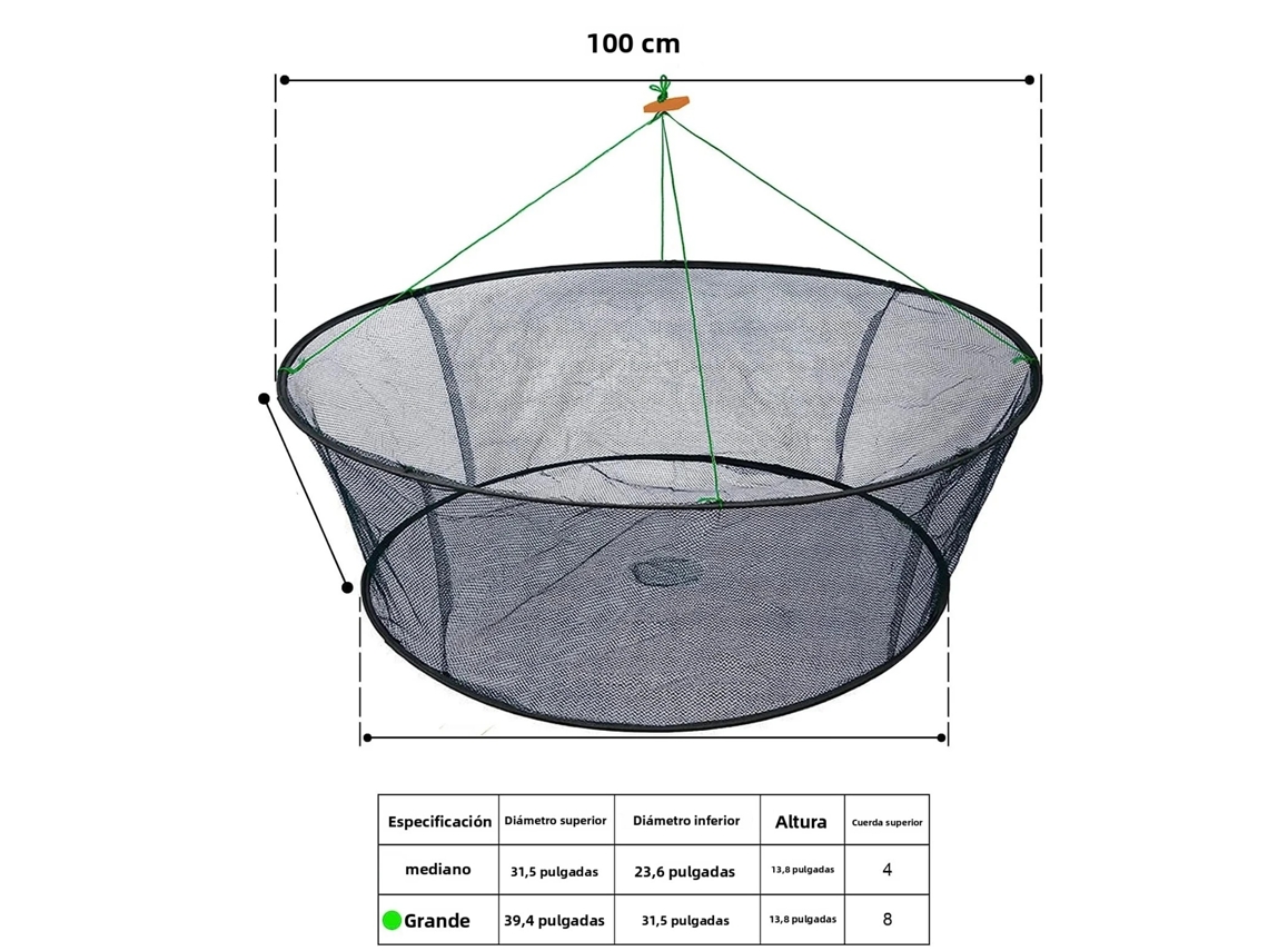 Rede de Pesca Dobrável MDUG (c100cm, malha fina, plástico)