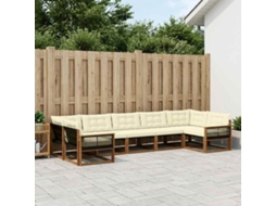 Vidaxl Conjunto De Sofás Para Exterior 7 Unid. Natural E Creme