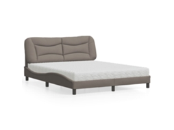 Cama Com Colchão 160x200 Cm Tecido Castanho-acinzentado
