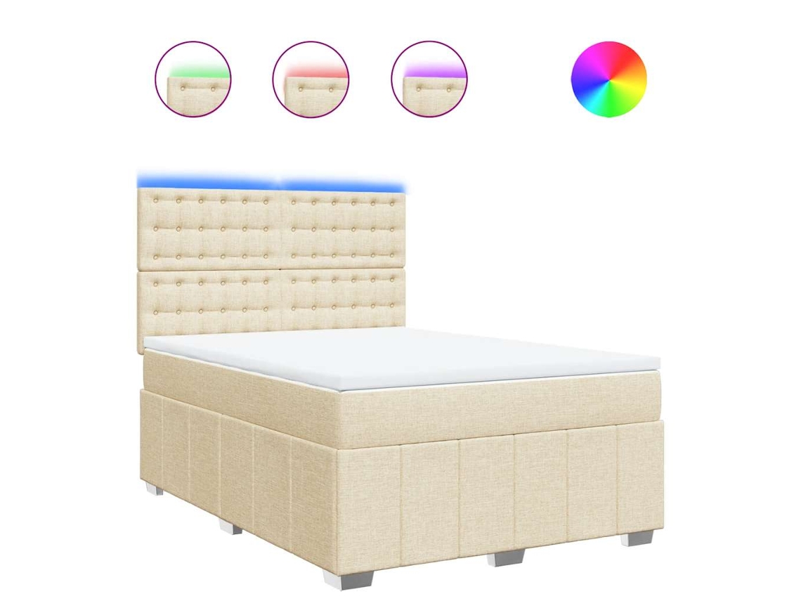 Box Spring Bed, Box Spring Beds Vidaxl Creme Tecido (140 X 190 Cm)