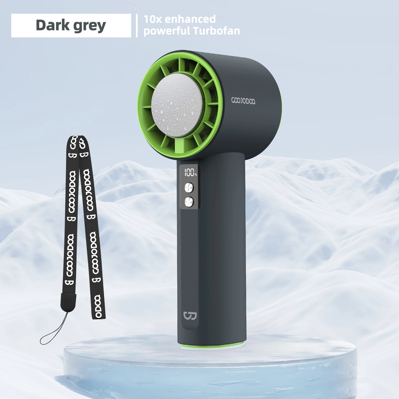 Mini Ventilador Elétrico (cinza Escuro) Com Visor Digital E Turbina Ajustável.