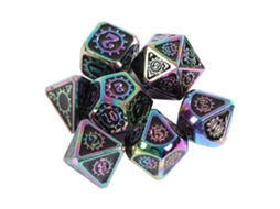 Primerox conjunto de 7 Dados de Metal Engrenagem Poliedros Números Claros para Jogos e Ensino