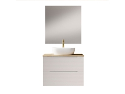 Móvel Banheiro Com Pia, Espelho E Aplique Led Boreal 60x45 Cm Acabamento Branco Fosco 2 Gavetas Suspensas Kibath
