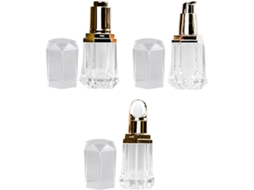 Conjunto de 3 Frascos Acrílicos Recarregáveis Com Bomba Dosadora de 10 Ml, Design Destacável.